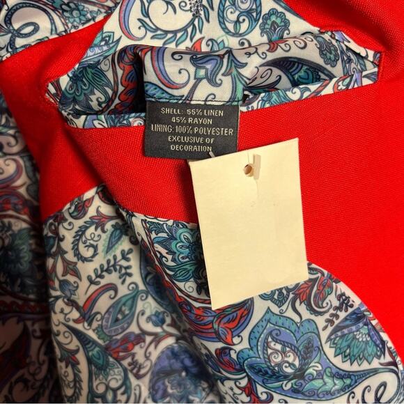 Taylorbyrd Signature Solid Red Linen Sport Coat Men’s Size 42R Summer Americana - Picture 5 of 9